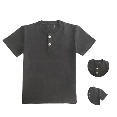 200 Grams Fabric Weight Black Boys Summer Plain Cotton Round Neck Short Sleeve T-shirts